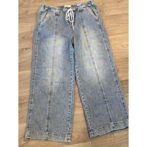 Oat New York size 12 light blue denim wide-leg cropped jeans